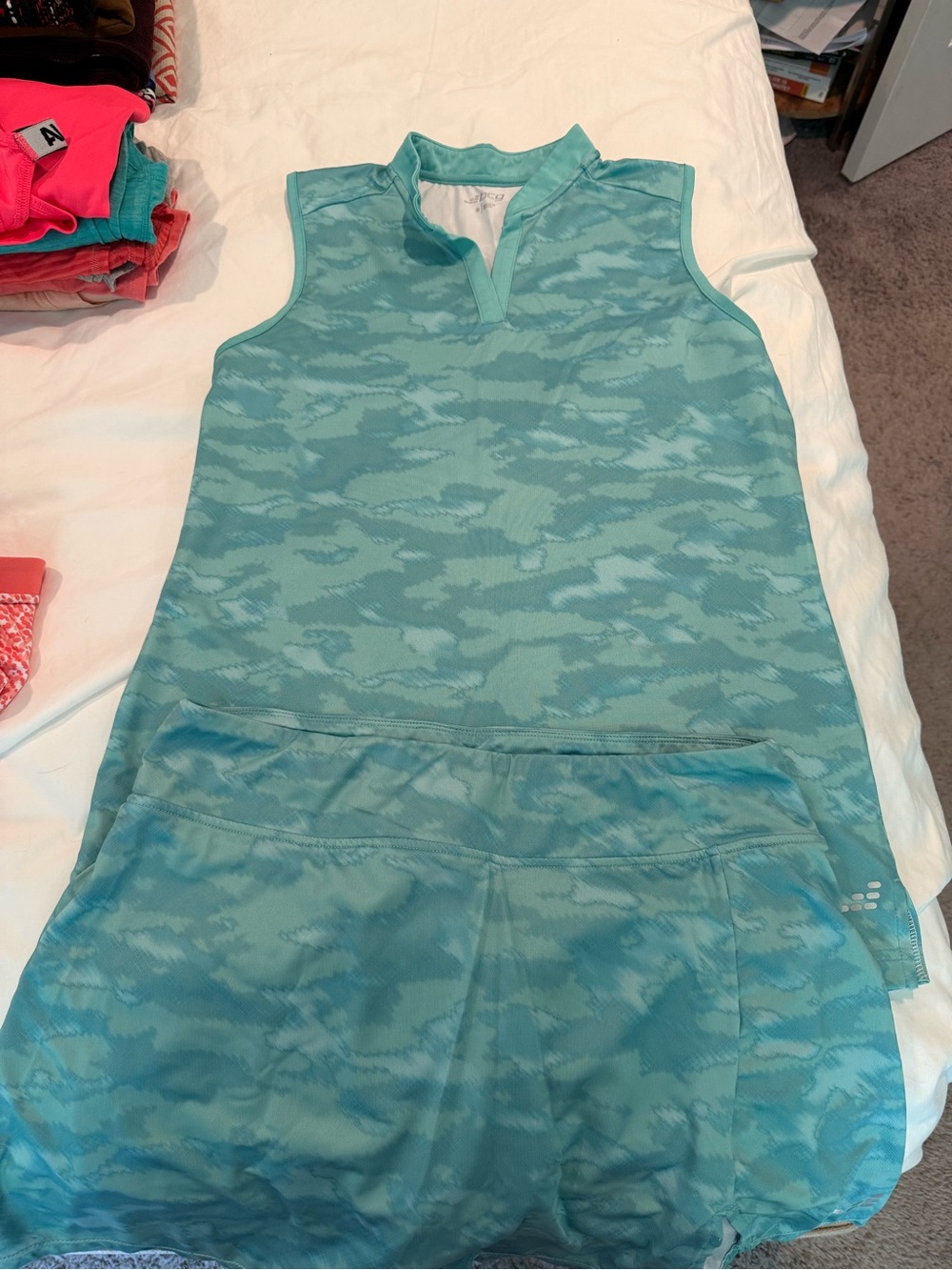 bcg Teal Camo Women's Skort and Sleeveless Top Set